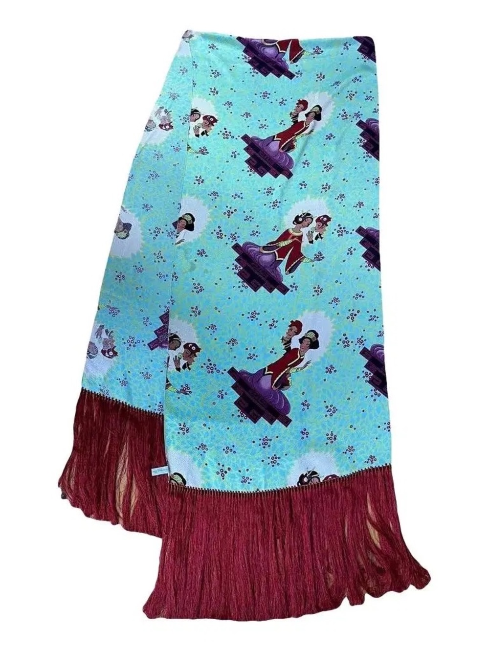 Christian Dior Rare Vintage Long Silk Scarf John Galliano Asian Motif Fringe FR